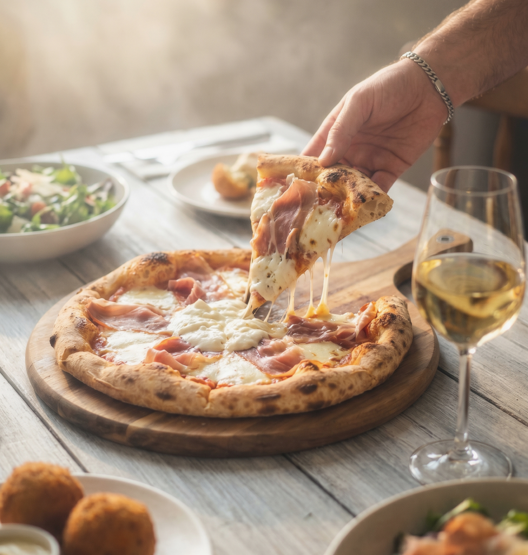 AI foodfotografie van pizza voor menukaart