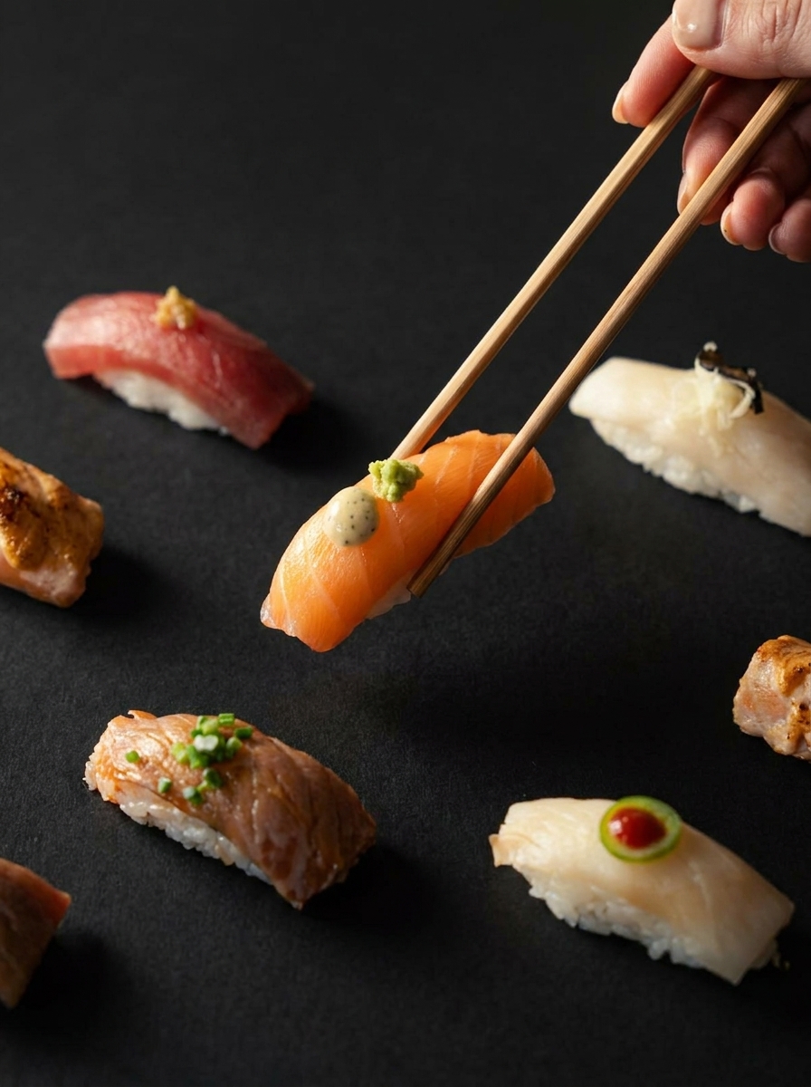 Sushi assortiment menukaart foto